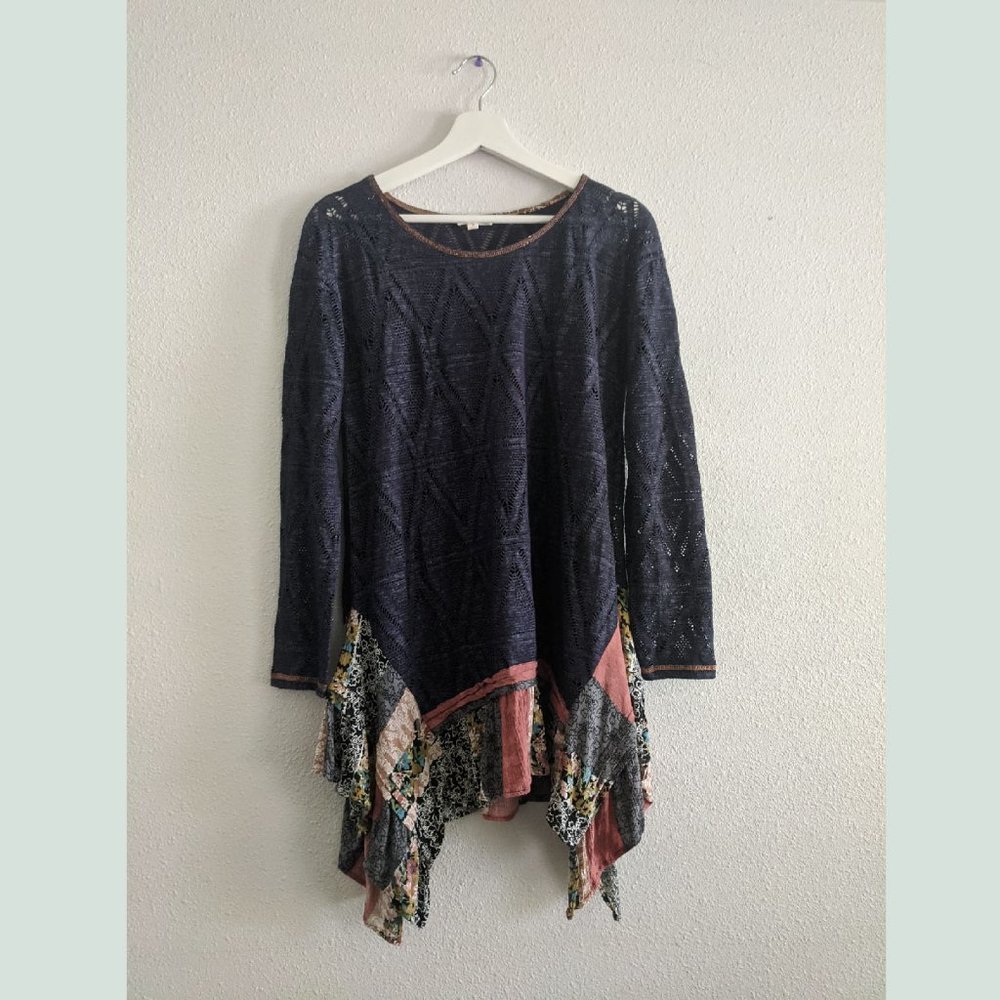 ODDY Boho Eyelet Knit Tunic Dress Size M